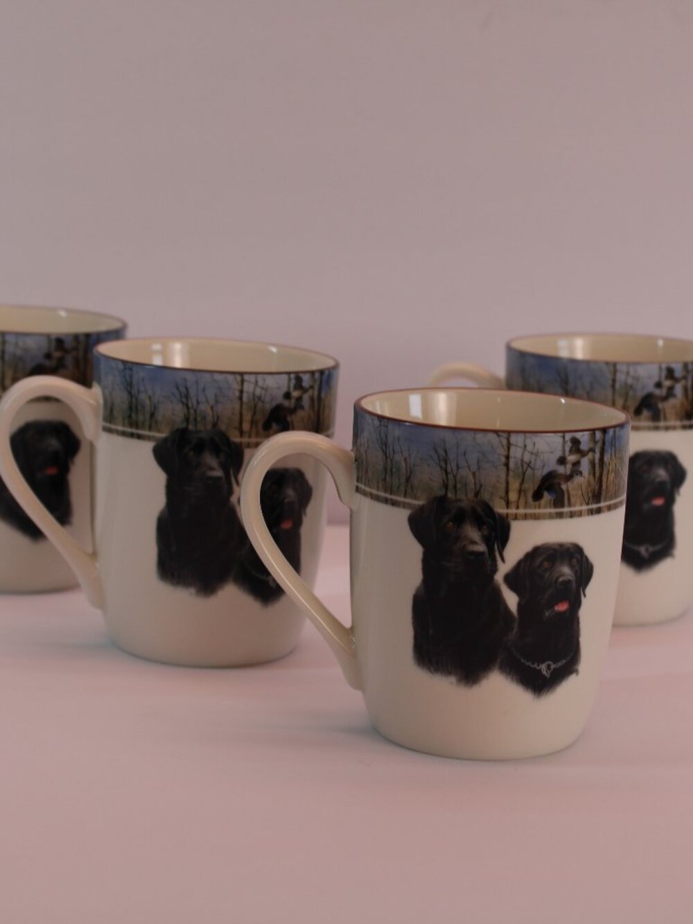 Faithful Friends-Black Lab Portrait Jim Killen Wild Wings Coffee/Tea Mugs x4